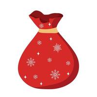 una bolsa de regalos. regalos de navidad en bolsa de santa. decoración para tarjetas de felicitación, carteles, rayas, emblemas. estilo plano moderno, aislado en un fondo blanco vector