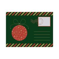 An envelope with an illustration of a Christmas ball. Vector illustration.