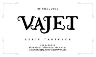 Vajet abstract Fashion font alphabet. Minimal modern urban fonts for logo, brand etc. Typography typeface uppercase lowercase and number. vector illustration