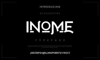 Inome abstract Fashion font alphabet. Minimal modern urban fonts for logo, brand etc. Typography typeface uppercase lowercase and number. vector illustration