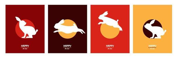 Simple rabbit gong xi fa cai collection. Chinese new year 2023 bunny zodiac vector