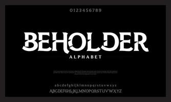 Beholder abstract minimal modern alphabet fonts. Typography technology vector illustration