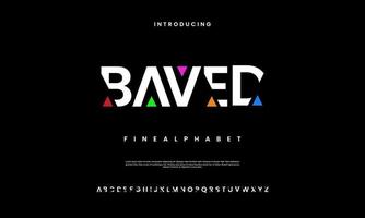Baved modern abstract digital alphabet font. Minimal technology typography, Creative urban sport fashion futuristic font and with numbers. vector illustration