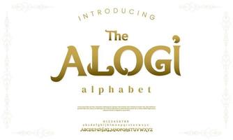 Alogi abstract Fashion font alphabet. Typography typeface uppercase lowercase and number. vector illustration