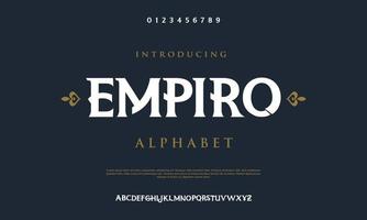 Empiro abstract minimal modern alphabet fonts. Typography technology vector illustration