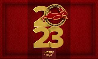 2023 feliz año nuevo chino rojo oro conejo conejito zodiaco vector