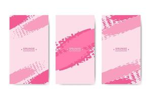 Pink abstract grunge banner collection for social media post and stories vector