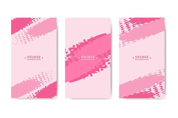 Pink abstract grunge banner collection for social media post and stories