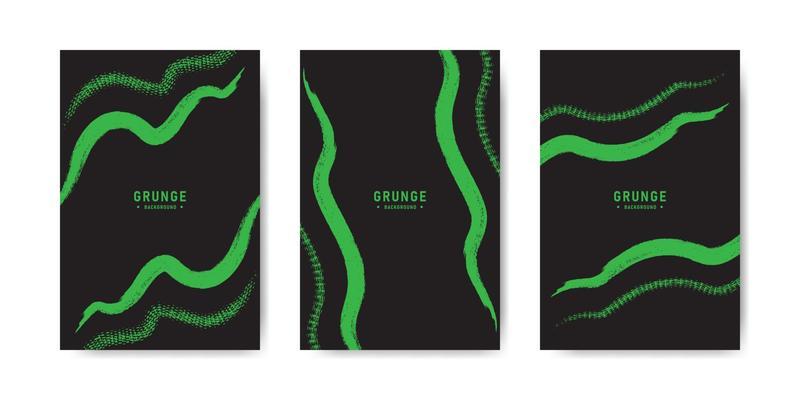 Set of green and black banner with watercolor texture background