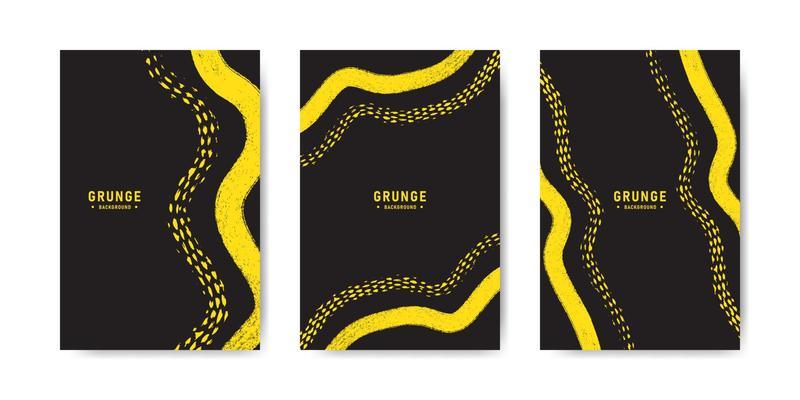 Set of yellow and black banner with watercolor texture background