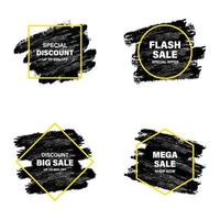 Grunge backgrounds set. hand drawing brush strokes for sale ad or promo. shopping concept vector