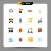 User Interface Pack of 16 Basic Flat Colors of fire up coin hand cursor man Editable Pack of Creative Vector Design Elements