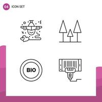 Pack of 4 Modern Filledline Flat Colors Signs and Symbols for Web Print Media such as airplane ecology heart nature energy Editable Vector Design Elements