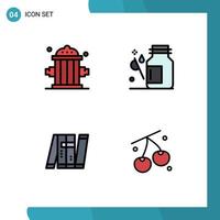 4 Filledline Flat Color concept for Websites Mobile and Apps firefighter artificial outfit healthcare bot Editable Vector Design Elements