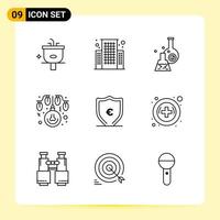 9 Creative Icons for Modern website design and responsive mobile apps 9 Outline Symbols Signs on White Background 9 Icon Pack vector