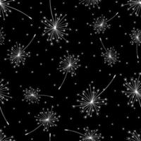 Seamless dandelion pattern on black vector