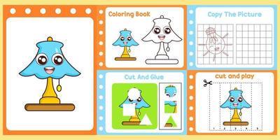 worksheets pack for kids with lamp. fun learning for children vector