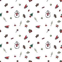 Hand drawn christmas object repeat pattern for wrapping paper, wallpaper, textile, packaging and other seamless printing work. vector