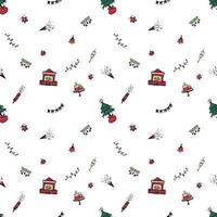 Hand drawn christmas object repeat pattern for wrapping paper, wallpaper, textile, packaging and other seamless printing work. vector