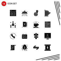 16 iconos creativos signos y símbolos modernos de música de laboratorio instrumento global elementos de diseño vectorial editables de audio vector