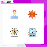 Group of 4 Modern Flat Icons Set for construction learning work winter data Editable Vector Design Elements