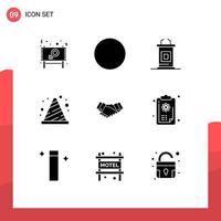 9 User Interface Solid Glyph Pack of modern Signs and Symbols of agreement road desk buoy attention Editable Vector Design Elements