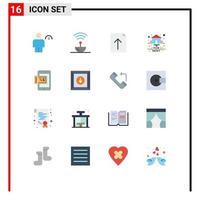 Set of 16 Modern UI Icons Symbols Signs for mobile real signal for upload Editable Pack of Creative Vector Design Elements