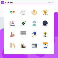 Flat Color Pack of 16 Universal Symbols of light server mixer secure hand Editable Pack of Creative Vector Design Elements