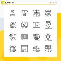 Collection of 16 Universal Line Icons Icon Set for Web and Mobile vector