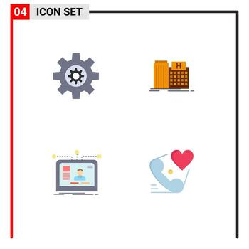 conjunto de 4 iconos planos vectoriales en la cuadrícula para el diseño del edificio del hospital del sitio web del equipo elementos de diseño vectorial editables vector