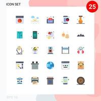 User Interface Pack of 25 Basic Flat Colors of online data mobile document marketing smartphone Editable Vector Design Elements