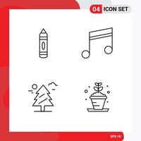 4 Thematic Vector Filledline Flat Colors and Editable Symbols of drawing tree sketch music canada Editable Vector Design Elements