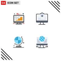 conjunto de 4 paquetes de iconos planos comerciales para el crecimiento del mundo empresarial elementos de diseño vectorial editables de ciencia real vector