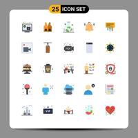 Pack of 25 Modern Flat Colors Signs and Symbols for Web Print Media such as receiver communication construction bell scientific study of the origin of the earth Editable Vector Design Elements