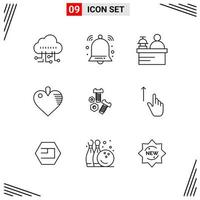 9 Icons Line Style Grid Based Creative Outline Symbols for Website Design Simple Line Icon Signs Isolated on White Background 9 Icon Set vector