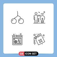 Set of 4 Modern UI Icons Symbols Signs for berry can business web control pollution Editable Vector Design Elements