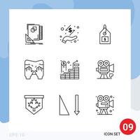 User Interface Pack of 9 Basic Outlines of invest spa money type interface Editable Vector Design Elements