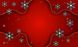 Red color winter and christmas background with snowflakes vector