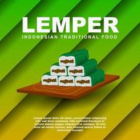 Indonesian traditional food named Lemper , rice cooked with chicken inside, wrapped in banana leaves vector