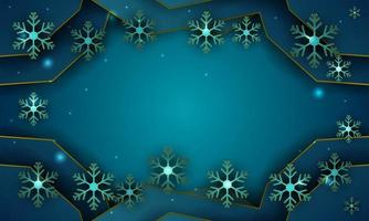 Dark blue color winter and christmas background with snowflakes vector
