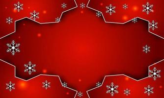 Red color winter and christmas background with snowflakes vector