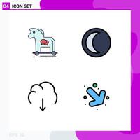 Modern Set of 4 Filledline Flat Colors and symbols such as cybercrime cloud trojan nature download Editable Vector Design Elements