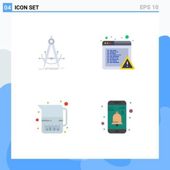 User Interface Pack of 4 Basic Flat Icons of precision jug compass browser milk jug Editable Vector Design Elements