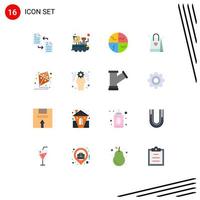 Group of 16 Modern Flat Colors Set for love shopping bag signal skin protection skin care Editable Pack of Creative Vector Design Elements