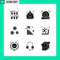 Pack of 9 Solid Style Icon Set Glyph Symbols for print Creative Signs Isolated on White Background 9 Icon Set vector