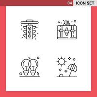 Modern Set of 4 Filledline Flat Colors Pictograph of city idea light hobbies light bulb Editable Vector Design Elements