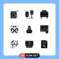 Pack of 9 Modern Solid Glyphs Signs and Symbols for Web Print Media such as boiled stick luggage christmas style Editable Vector Design Elements