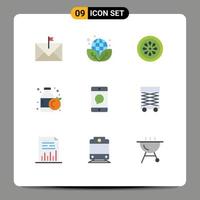 paquete de iconos de vector de stock de 9 signos y símbolos de línea para elementos de diseño de vector editables de limón de botella verde naranja de teléfono móvil