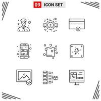 9 Icons Line Style Grid Based Creative Outline Symbols for Website Design Simple Line Icon Signs Isolated on White Background 9 Icon Set vector