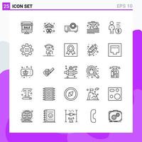 Set of 25 icons in Line style Creative Outline Symbols for Website Design and Mobile Apps Simple Line Icon Sign Isolated on White Background 25 Icons vector